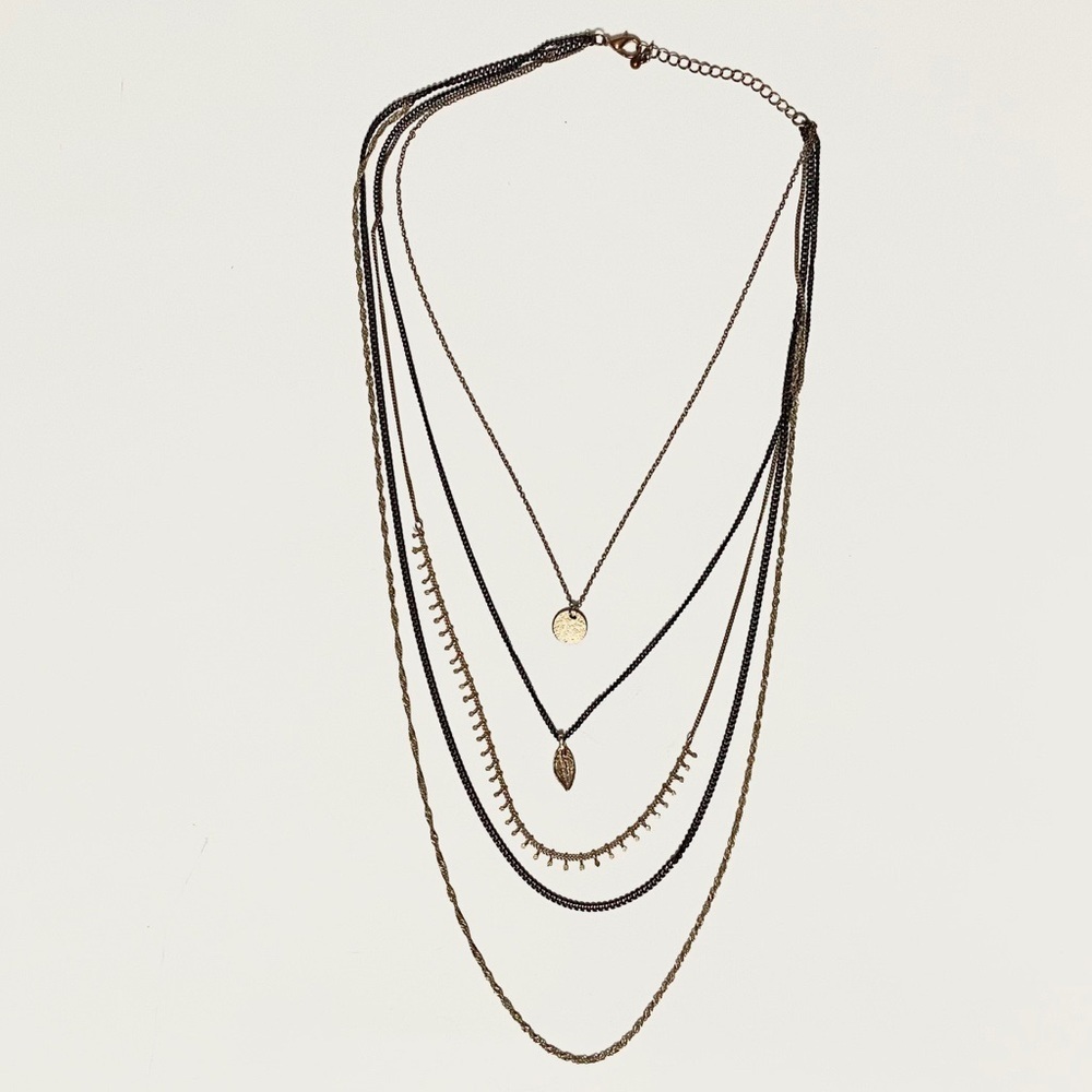 ✨2/$20 🍃Layered Gold & Black Necklace
